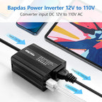 150W Car Power Inverter DC 12V to 110V AC Car Adapter for Plug Outlet with 3.1A Dual USB Car Charger for Laptop Computer-Black