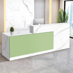 Reception Desk with Counter Modern Checkout Counter with Lockable Drawer Keyboard Tray Receptionist Desk for Office Salon Reception Table Q Left 79inch/200cm