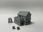 Paintable Tabletop Miniature Little Town Building Terrains Compatible with RPG War Games - 18mm Scale Dioramas Building Set Scenery with Medieval Architecture Style by HAUTICO (HVillageHouses7-1)