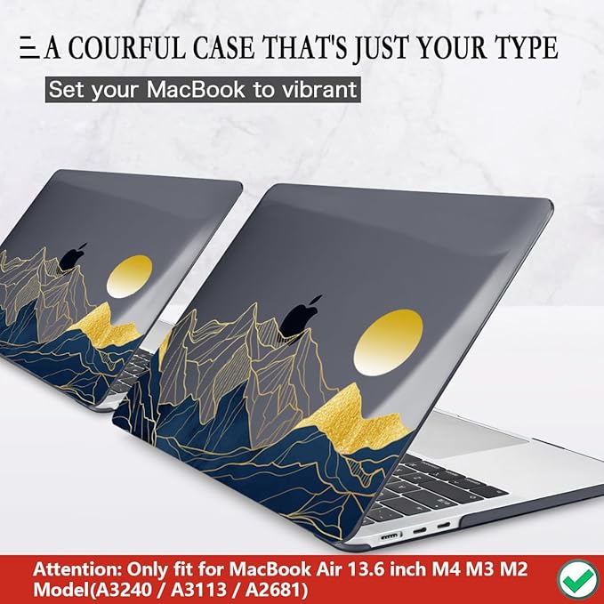 CISSOOK Compatible with MacBook Air 13.6 Inch Case A3240 A3113 A2681, Laptop Hard Shell Mountain Sunshine Cover with Keyboard Cover for MacBook Air 13 M2 M3 M4 Release 2022 2024 2025