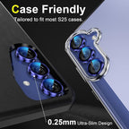 YWXTW Camera Lens Protector for Samsung Galaxy S25 Accessories [1:1 Fit & Ultra Clarity] 9H Tempered Glass Metal Individual Ring Camera Cover Screen Protector for S25, Case Friendly (Navy)