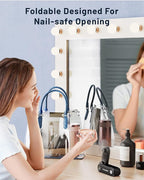 SWEETFULL Portable Handheld Mini Fan with LED Display, 3-in-1 Personal Foldable USB Rechargeable Hand Held Fan & Flashlight for Travel, Lash Eyelash, Cute Small Pocket for Women, Girls