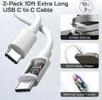 iPhone 16/15 Charger Fast Charging, 2Pack 10FT Long USB C to C Apple Fast Charging Cable Cord with 20W PD USB C Fast Charger Block for iPhone 16/15/15 Pro/15 Pro Max/15 Plus, iPad 12.9/11/10.9/Air 5/4