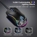 HITIME XVX Wired Gaming Mouse, 12000 DPI RGB Mouse with 12 Backlit Modes & 7 Macro Buttons, Gaming Mice Support DIY Keybinding, Gamer Computer Mice for Laptop PC Mac Windows, Wave