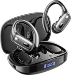 Wireless Earbuds, Sports Bluetooth 5.4 Headphones, Ear Buds with ENC Noise Canceling Mic, 80Hr Playtime Earphones, Palm-Sized, LED Power Display, IPX7 Waterproof Headset for Workout Running, Black