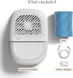 Canopy Bedside Humidifier 2.0, Moonstruck, 36 HR Run Time, 2.5L Capacity - Reading Light & White Noise - Alleviate Symptoms of Allergies, Cold, Dry Skin - Humidifier, Filter, Power Cord & Adapter
