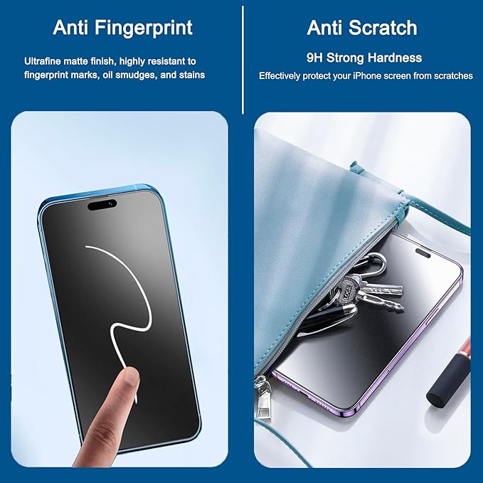 2 Pack Matte Privacy Screen Protector for iPhone 16 Pro Max, [Auto-Dust Removal and Auto-Alignment] Anti-Spy Anti-Glare Anti-Fingerprint Tempered Glass Film, Smooth & Sensitive Touch