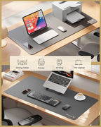 ProtoArc Leather Desk Mat, Large Mouse Pad- 31.5×15.8 inch, Non-Slip PU Leather Desk Pad Protector, Premium Desktop Mat for Computer, Keyboard and Mouse, Gray