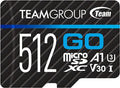 TEAMGROUP GO Card 512GB Micro SDXC UHS-I U3 V30 4K, R/W up to 100/90 MB/s for GoPro & Action Cameras High Speed Flash Memory Card for Outdoor, Sports, 4K Shooting TGUSDX512GU302