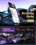 VANMASS [Longest Lasting] True Military-Grade Car Phone Holder Strongest Suction & Clip Cell Mount Dashboard Windshield Vent Automobile Cradle Truck Accessories for iPhone 16 15 Pro Max 14 13 Android