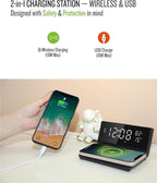 Soundfreaq Charge Rise II, SFQ-20: Digital Alarm Clock, with Dual Alarms, Fast USB Charger and Wireless Charger (Black)