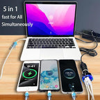 Multi Port USB C Car Phone Charger with Voltage Display Real PD 30W Super Fast Cigarette Lighter USB-C Charger Adapter for MacBook iPhone 16/15/14/13/12 Galaxy Android Phones