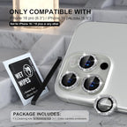 Choiche Compatible for iPhone 16 Pro/iPhone 16 Pro Max Camera Lens Protector Bling, 9H Tempered Glass Camera Cover Screen Protector Metal Ring Decoration Accessories (Glitter-Silver)