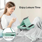 KDD Tablet Pillow Stand, Multi-Angle Viewing Ipad Holder for Lap, Bed and Desk, Foldable Soft Pad Dock with Stylus Mount Compatible with Ipad Pro 12.9, 10.5, 11, Air, Mini, Phones, Books, E-Reader