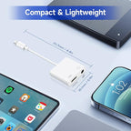 [Apple MFi Certified] 2-in-1 Charging & Audio Adapter for iPhone, Lightning to 3.5mm Headphone Jack Dongle Splitter, Supports Hi-Res Lossless Sound, Compatible with iPhone 14/13/12/11/XS/XR/8/7 1Pack