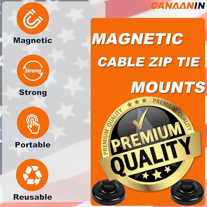 Magnet Zip Tie Mount Clips Magnetic Zip Ties Mount Base Holder Strong Wire Cable Holder Mount Wire Clips Management for Home Office Marine Electrical Wiring (D23 20Pcs)