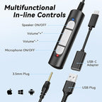 Wantek USB Headset with Microphone for PC,Laptop,Computer Headset with Noise Cancelling & Audio Controls,Wired Headset for Call Center,Work,Ofiice,Zoom,Binaural