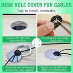 1 Pcs Desk Grommet 2" / 50 mm, Desk Cord Hole Cover, Cable Grommet Metal Zinc Alloy Materilal, Desk Hole Grommet for Home & Office Pc, Detachable Cable Cord Organizer-Bright Silver