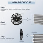 MuHize 7 Inch Slim Radiator Fan - 12V 80W 800 CFM High Performance Cooling Fan Kit with Mount for Universal Vehicles(Black, Pack of 2)