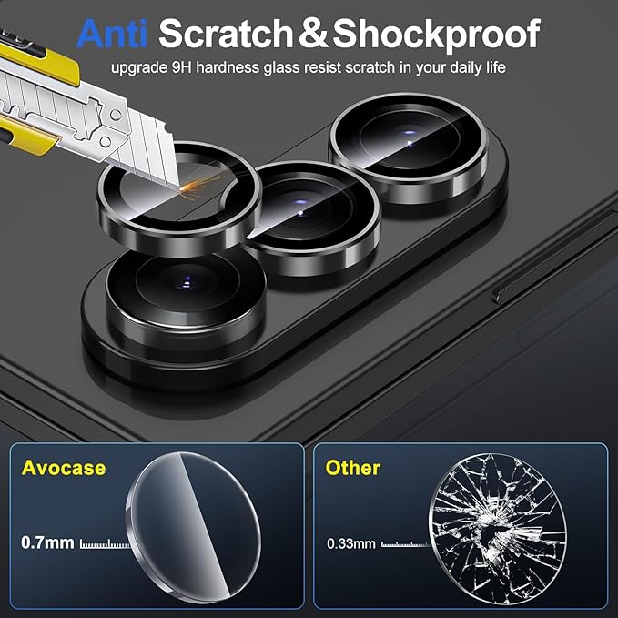 for Samsung Galaxy Z Fold 7 Camera Lens Protector, Individual Metal Ring Tempered Glass Lens Cover, [Strong Adsorption] Scratch Resistant Ultra-Thin HD Clear Lens Cover, 1 Set-Black Ring