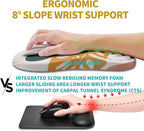 Hokafenle Ergonomic Mouse Pad Wrist Support, Wrist Rest Mousepad for Carpal Tunnel Pain Relief with Integrated Memory Foam Slope Massage Bulge (11.8x7.9 inch,Abstract Leaves