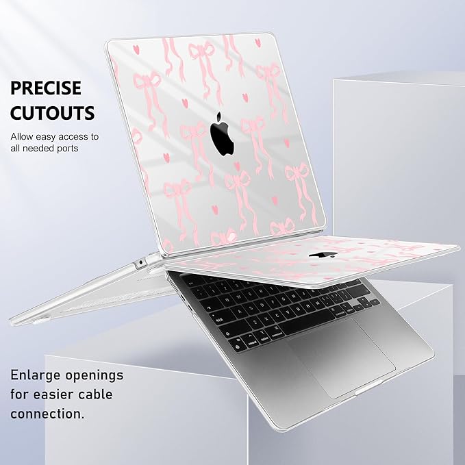 Case for MacBook Air 15 Inch 2025 2024 2023 Release M4 A3241 M3 A3114 M2 A2941, Hard Shell with Screen Protector & Keyboard Cover, Compatible with Touch ID, Bow