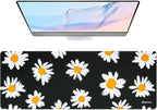 RAINYEAR Large Gaming Mouse Pad(31.5 x 11.8 Inch), Computer Mousepad with Anti-Slip Rubber Base, Smooth Large Keyboard Mouse Pad Mat for Gamer, Office, Home, Black Daisy