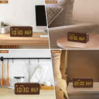 MOSITO Digital Wooden Alarm Clock with Wireless Charging, 0-100% Dimmer, Dual Alarm, Weekday/Weekend Mode, Snooze, Wood LED Clocks for Bedroom, Bedside, Desk, Kids (Brown)