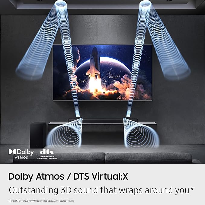 Samsung Q-Series Soundbar HW Q600F 3.1.2 ch Subwoofer (2025 Model) SpaceFit Sound Pro, Q-Symphony, Adaptive Sound