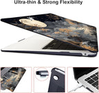 for MacBook Air 13 inch Case 2021 2020 2019 2018 Release A2337 M1 A2179 A1932 with Touch ID, Crystal Black Pattern Plastic Hard Shell Case Cover for Mac Air 13 M1, Tide Illustration 2