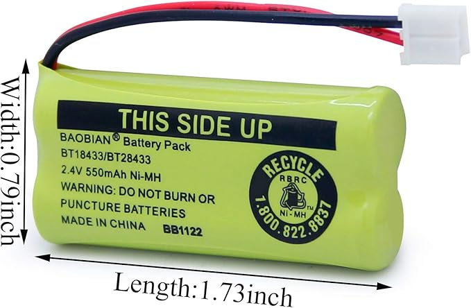 2.4V Rechargeable Cordless Phone Batteries Compatible with for AT&T/Lucent BT-18433 BT-184342 BT-28433 BT-284342 BT-6010 BT-8000 BT-8001 BT-8300 Empire CPH-515D CPH515D(Pack of 2)