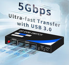kvm Switch 1 Monitors 2 Computers 8K@60HZ，4K@120HZ，4 Port USB3.0（with 1 USB C,displayport kvm switches,dp kvm Switch 2 Computers 1 Monitor,Supports Multiple Operating Systems.