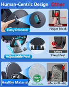 HTU 【Military-Grade Suction】 2025 Cell Phone Holder for Car【Flexible Telescopic Arm】 Car Phone Mount Stand for Dashboard Windshield for iPhone 16 Pro Max 15 14 13 12 Samsung Truck Jeep, Black