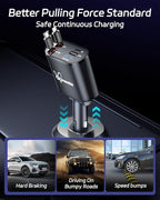 DreamBee Retractable Car Charger,66W 4 in 1 Super Fast Charge Car Phone Charger,Gifts for Men Women Car Truck Accessories for iPhone 15/14/13/12 Pro Max XR,iPad,Samsung,Pixel