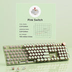 EWEADN V20 Typewriter Keyboard Wireless, 104 Keys Typewriter Style Mechanical with White Backlit, Media Knob, Pink Switch 2.4G/Bluetooth/USB-C Wired Retro Full Size Keyboard for Windows/Mac/PC-Green