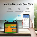 ECO-WORTHY 12V 100AH LiFePO4 Lithium Battery with Bluetooth, Max.1280Wh Energy, Low Temperature Protection, Group 24, Built-in 100A BMS, Perfect for Trolling Motor, RV, Boat, Solar Off-Grid