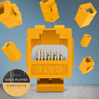 Everest Cat6 RJ45 Keystone Coupler (12-Pack) in Yellow - RJ45 Coupler - Cat 6 Couplers - Female to Female Cat6 Keystone Jacks - Ethernet Couplers - Ethernet Cable Extender
