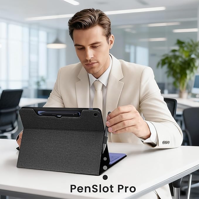 Omnpak Case for Microsoft Surface Pro 12" 2025, Lightweight Protective, Multiple Angle Viewing, Stylus Holder, Compatible with Type Cover Keyboard