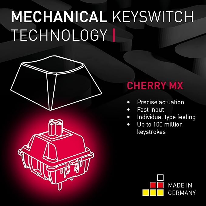 Cherry MX 3.0S Wireless Mechanical Gaming Keyboard. Aluminum Housing Built for Gamers w/MX Brown or Red Switches. RGB Backlit Color Display Over 16m Colors. (White w/MX Red Switches)