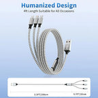 Multi Charging Cable, (2 Pack 4FT) Multi USB Charger Cable 3 in 1 Charging Nylon Braided Fast Charging Cord with Type-C, Micro USB, IP Port for Most Phones/iPhones/Tablets