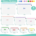 9pcs Mesh Zipper Pouch Bags, 9 Sizes Zipper Pouch, Mesh Bags With Zipper, Plastic Zipper Pouches, 9 Colors Zipper Pouches for Organizing, Board Game Storage, Travel, School Office organize