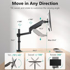 WALI Single Monitor Arm 13-32 Inch, Single Monitor Mount, Vesa Desk Mount up to 19.8lbs Gas Spring Arm with Clamp, VESA 75x75mm or 100x100mm Compatibility(GSDM001), Black
