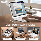 Transparent Case with Keyboard for 2024 iPad Pro 13 inch (M4), iPad Pro 13,7-Color Backlit,Magic Wireless Keyboard, 360°Rotating,Multi-Touch trackpad,Pencil Holder,with Shortcuts,White