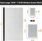 Window Screens Replacement Repair Kit, Black Screen Door Mesh Replacement Kit, Durable Fiberglass Mesh Roll with Tools for Windows Doors Patio and Porch, 39in x 118in