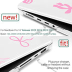 DONGKE for M4 MacBook Pro 16 Inch Case 2024 2023 2021 A3403 A3186 M3 A2991 M2 A2780 M1 A2485 Pro/Max Chip, Plastic Hard Shell Case & Keyboard Cover for Mac Pro 16 with Touch ID, Pink Bows