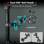 SMALLRIG Double Super Clamp Mount with Magic Arm, 360° Ballhead Pole Clamp for Umbrella, Chair Monitor Desk Photo Studio Light Stand, Photography Reflector, Motorcycle,Tripod Mount for Cross Bar