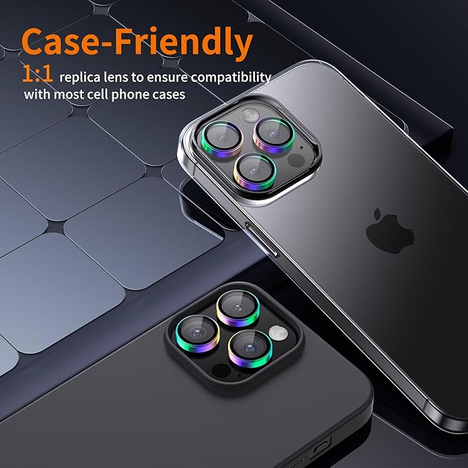 Hoerrye [3+1] for phone 15 Pro Max/phone 15 Pro Camera Lens Protector, [Keep Lens Original Design] [Truly Shatterproof] 9H Tempered Glass Camera Cover Screen Protector Accessories,Colorful 2 Pack