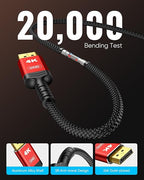 Highwings 4K DisplayPort to HDMI, 10ft Uni-Directional DP (Source) to HDMI (Display) 1.4 Cable, 4K@30Hz, 2K@60Hz, 1080P Full HD, Braided Cord for Dell, NVIDIA, AMD, Monitor, Projector (Red)
