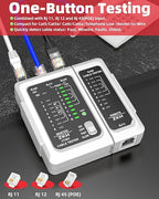 ZKH RJ45 Network Cable Tester, LAN & TEL Continuity Tester, Ethernet Cable Tester for RJ45, RJ11, RJ12, CAT5, CAT6, POE Test UTP/STP Shielded Ethernet Wires Test Tool