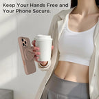 Magnetic Phone Ring Grip Holder, Silicone Finger Loop Grip, Compatible with MasSafe, Back of Phone for iPhone Pro Max/Plus/16/15/15/14/13/12 Series, Light Brown